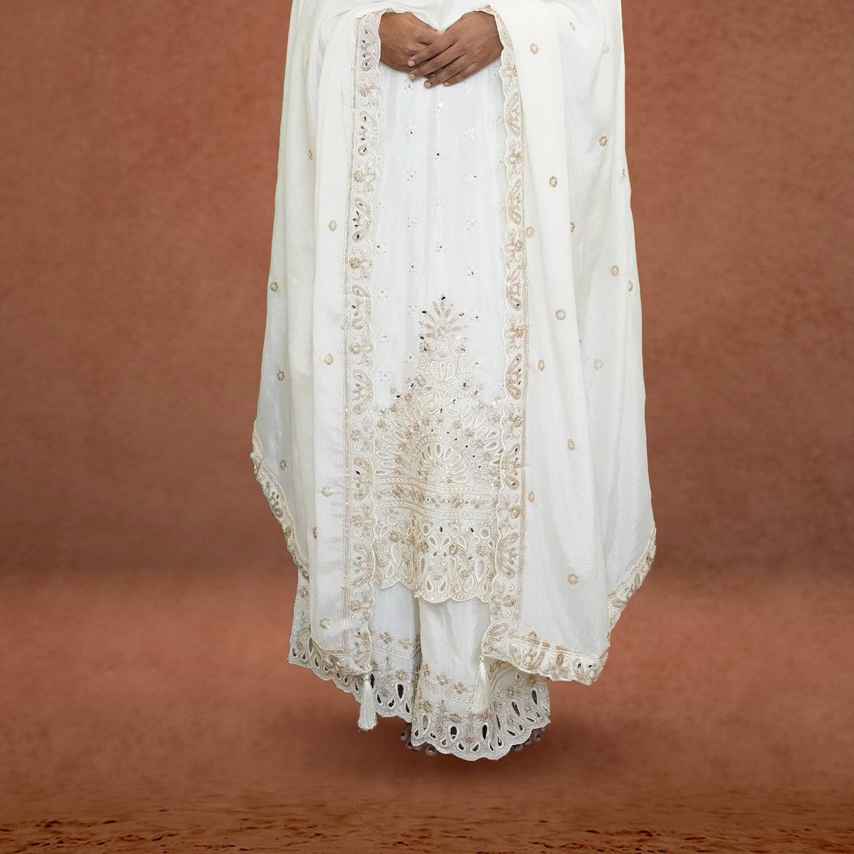 Ivory Noor Embroidered Suit Set with Dupatta