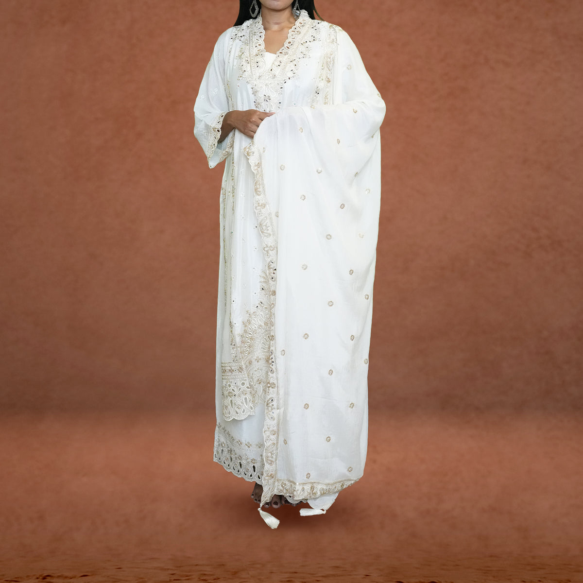 Ivory Noor Embroidered Suit Set with Dupatta