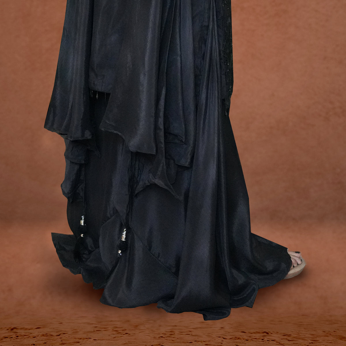 Midnight Elegance Embroidered Kurta Set with Palazzo & Dupatta