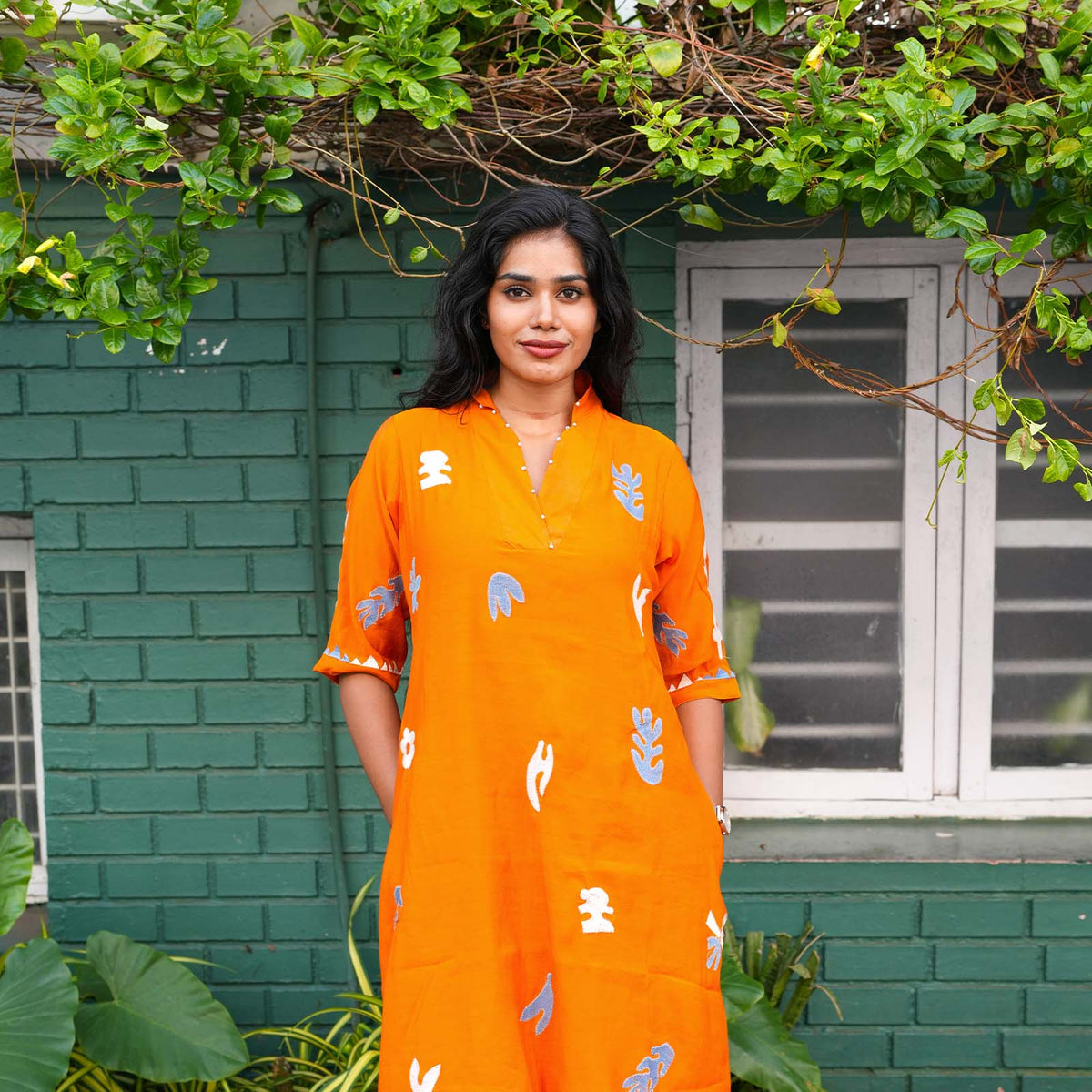 Sunrise Bloom Embroidered Cotton Kurta Set