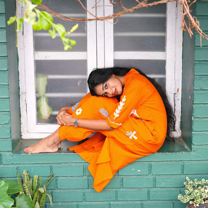 Sunrise Bloom Embroidered Cotton Kurta Set