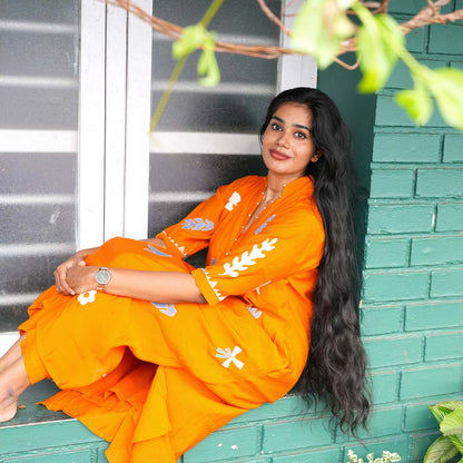 Sunrise Bloom Embroidered Cotton Kurta Set