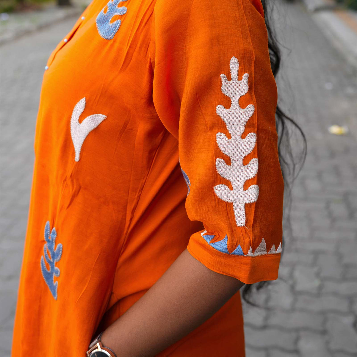 Sunrise Bloom Embroidered Cotton Kurta Set