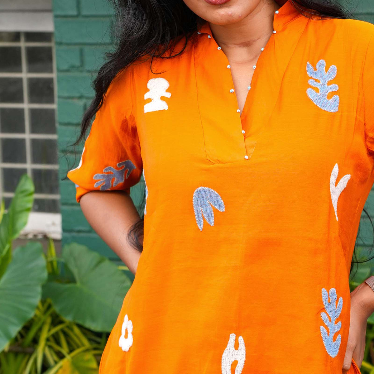 Sunrise Bloom Embroidered Cotton Kurta Set